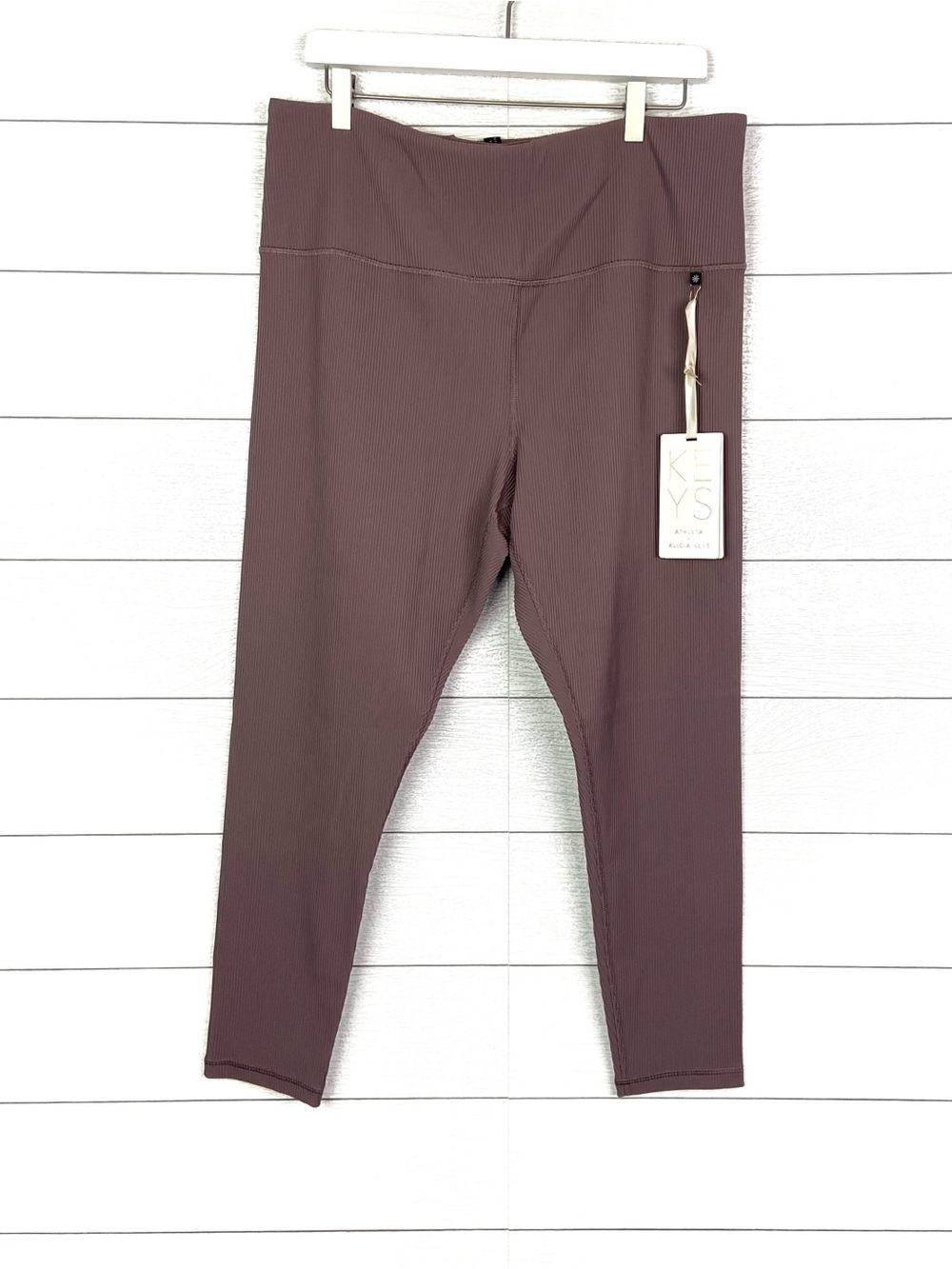 NWT ATHLETA Alicia Keys Elation Tight Ribbed Legging Taupe Brown Plus 2X Active